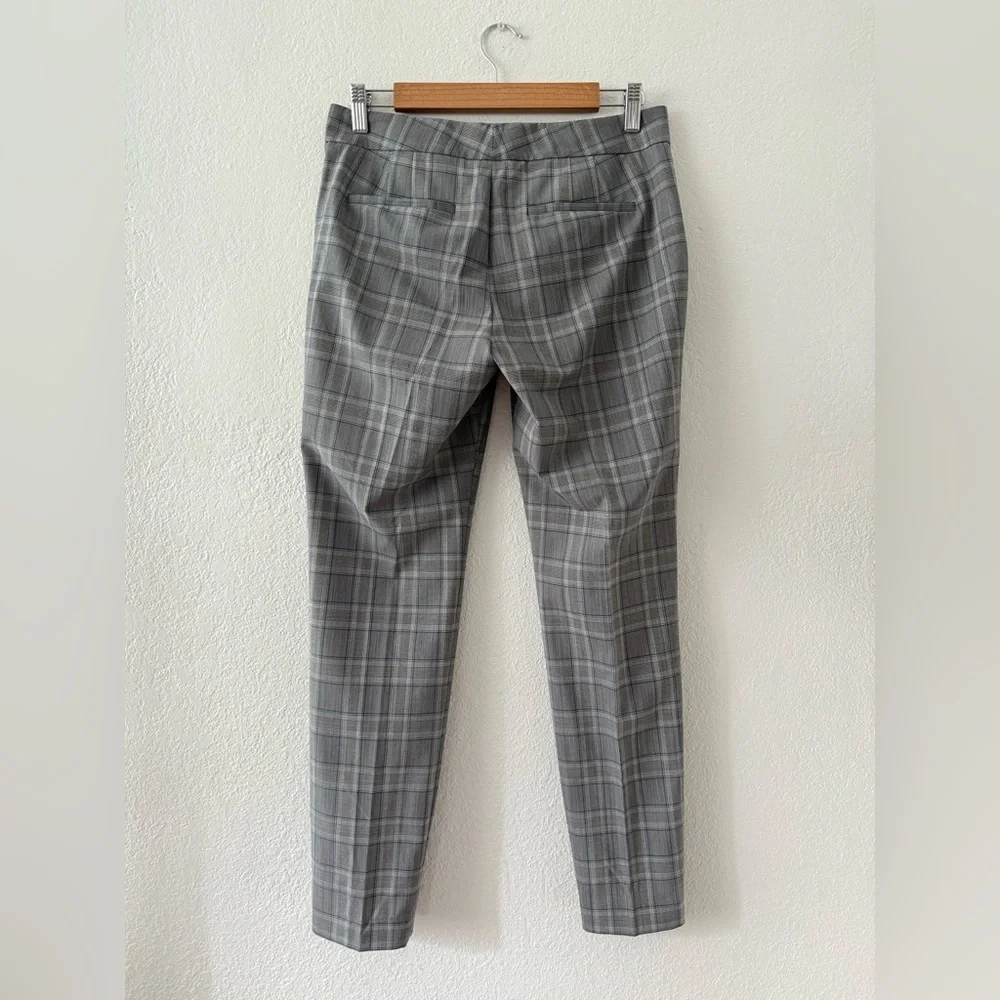 Theory Crop Plaid Grey/ Blue Pants Wool Blend Size 2